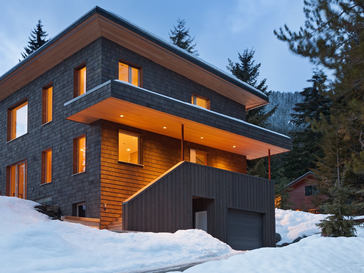 Passive House residence in the snow