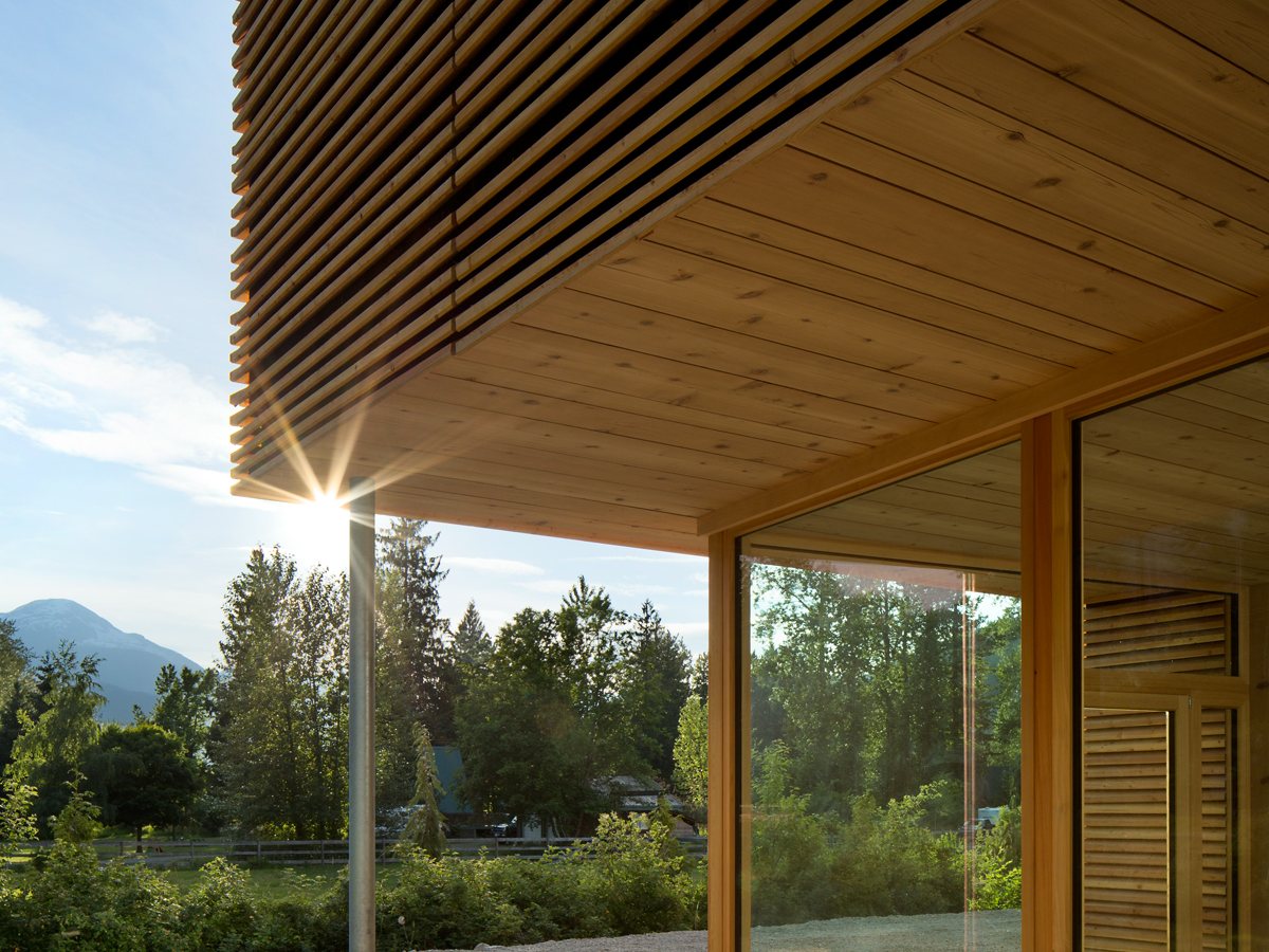 Timber ceiling and large windows inside the factory