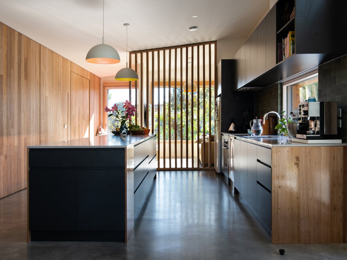 Kitchen with slats and window