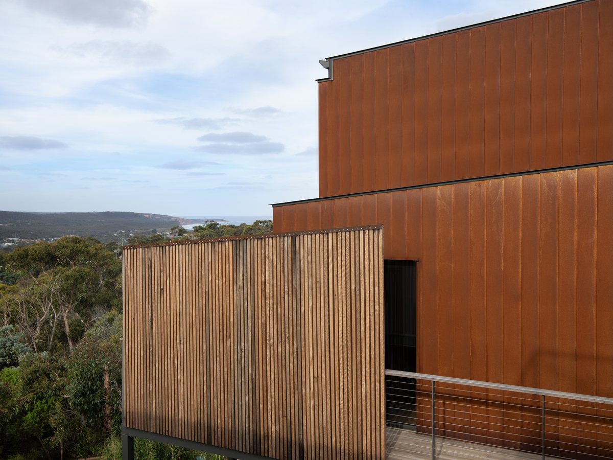 Facade with timber fence